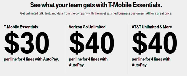 business wireless pricing  t mobile